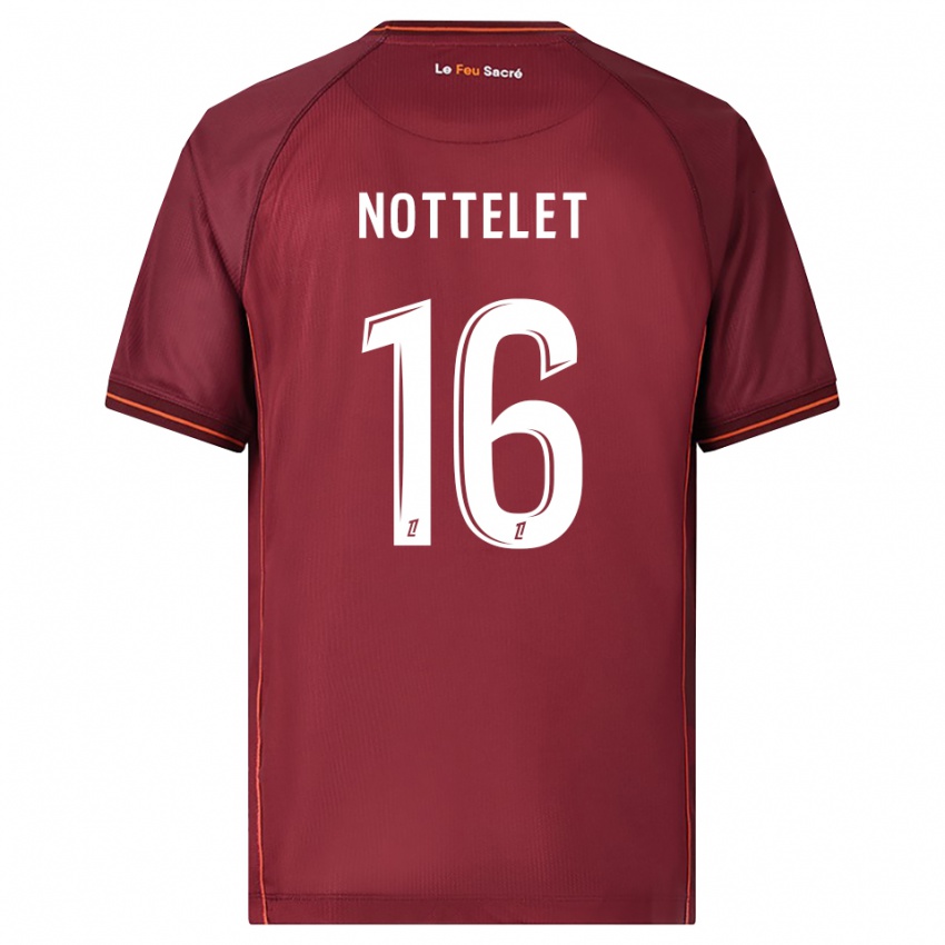 גברים Gillian Nottelet #16 בורדו לבן ג'רזי ביתית 2025/26 חולצה קצרה