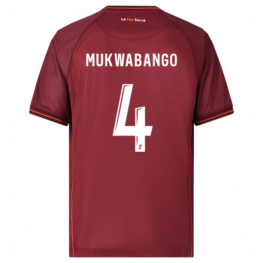 גברים Bénit Mukwabango #4 בורדו לבן ג'רזי ביתית 2025/26 חולצה קצרה