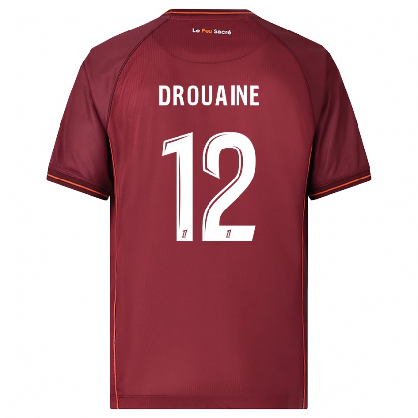 גברים Mathieu Drouaine #12 בורדו לבן ג'רזי ביתית 2025/26 חולצה קצרה