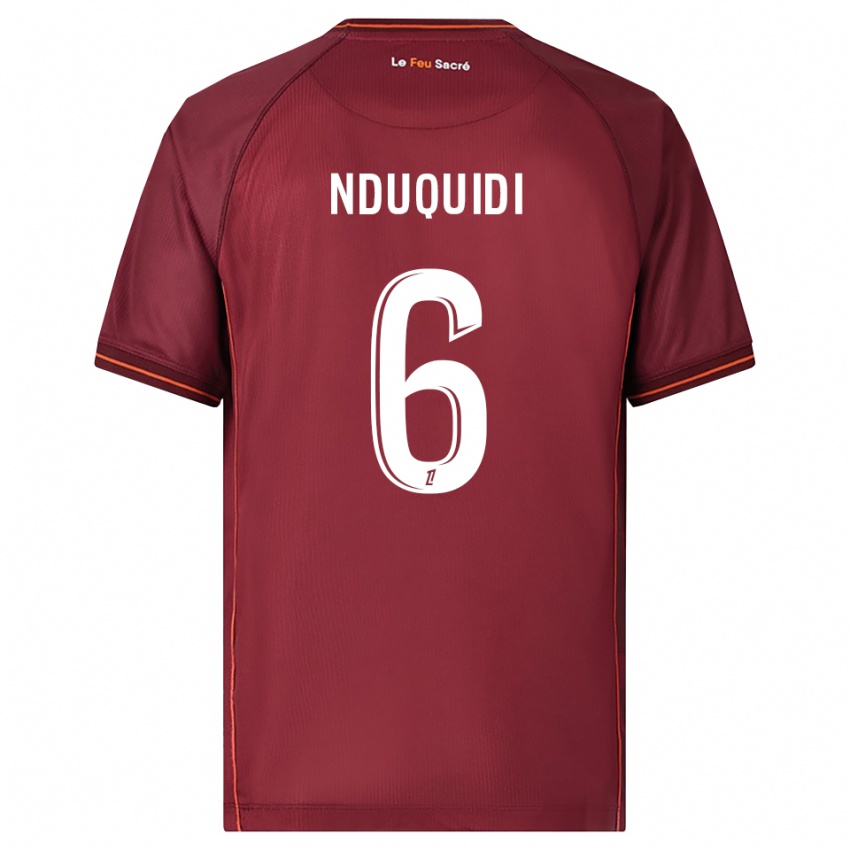 גברים Joseph Nduquidi #6 בורדו לבן ג'רזי ביתית 2025/26 חולצה קצרה