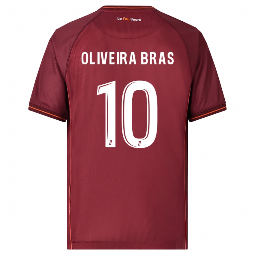 גברים לואיזה אוליביירה בראז #10 בורדו לבן ג'רזי ביתית 2025/26 חולצה קצרה