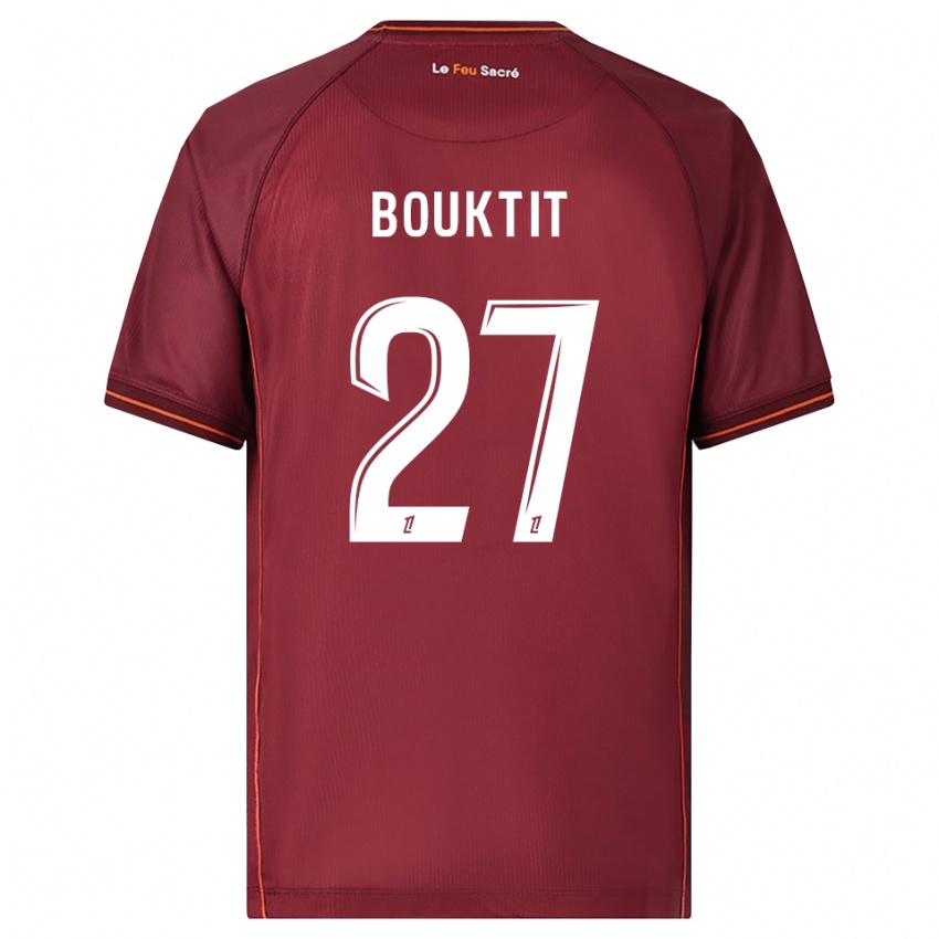 גברים Assia Bouktit #27 בורדו לבן ג'רזי ביתית 2025/26 חולצה קצרה