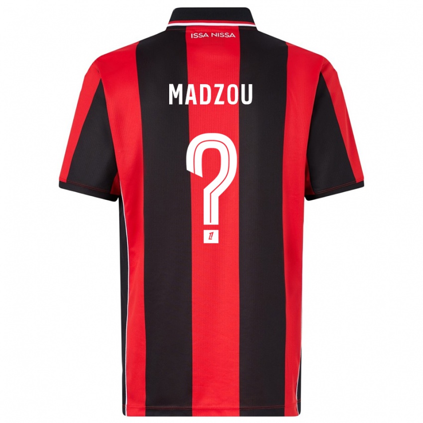 גברים Djibril Madzou #0 אדום שחור ג'רזי ביתית 2025/26 חולצה קצרה