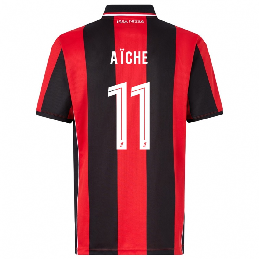 גברים Yassine Aïche #11 אדום שחור ג'רזי ביתית 2025/26 חולצה קצרה