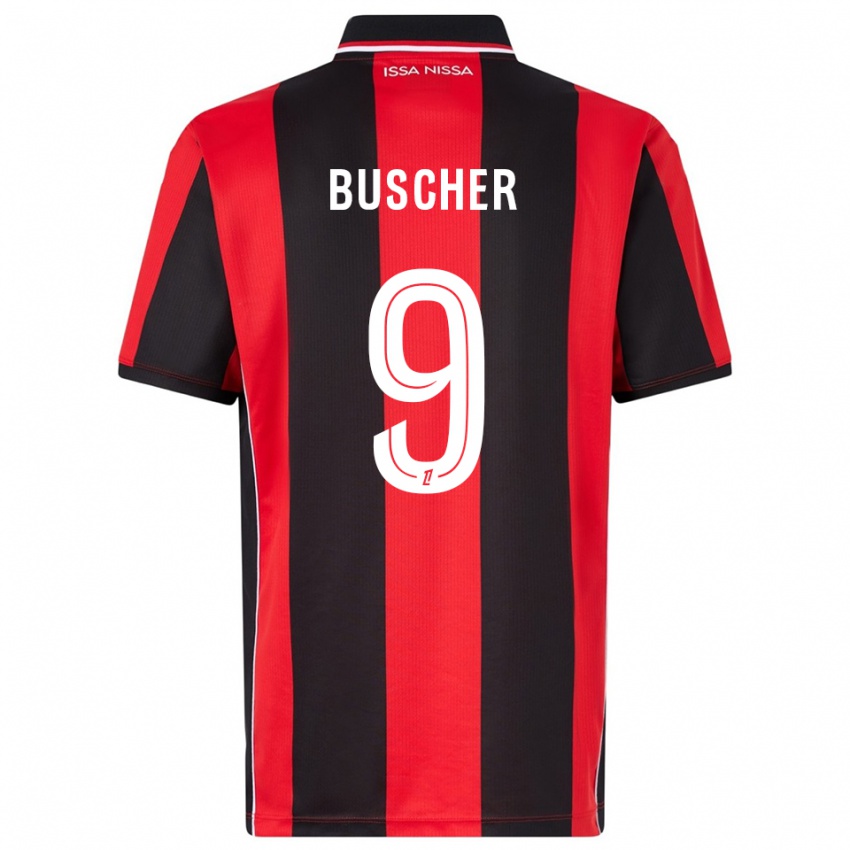 גברים מיקאל בושר #9 אדום שחור ג'רזי ביתית 2025/26 חולצה קצרה