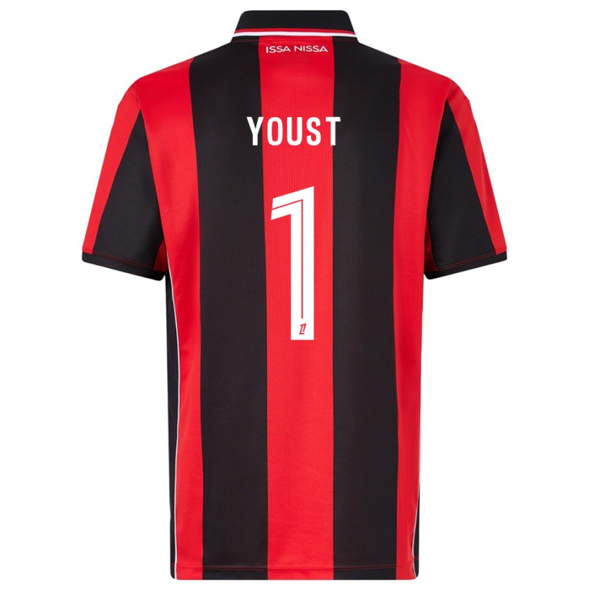 גברים Matys Youst #1 אדום שחור ג'רזי ביתית 2025/26 חולצה קצרה