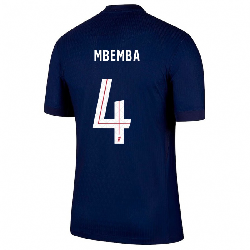 גברים Stanislas Mbemba #4 כחול נייבי אדום ג'רזי ביתית 2025/26 חולצה קצרה
