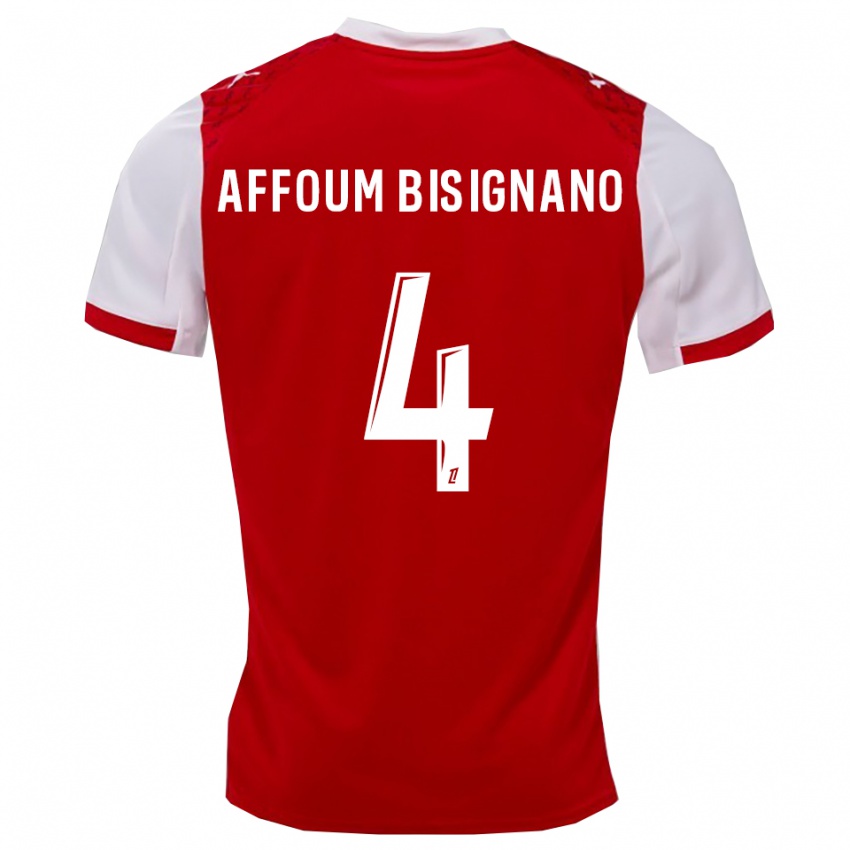 גברים Layan Affoum Bisignano #4 אדום לבן ג'רזי ביתית 2025/26 חולצה קצרה