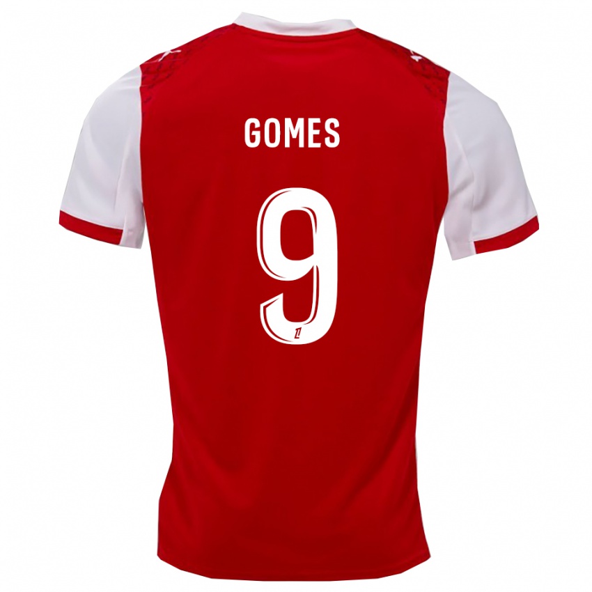 גברים מליסה גומס #9 אדום לבן ג'רזי ביתית 2025/26 חולצה קצרה
