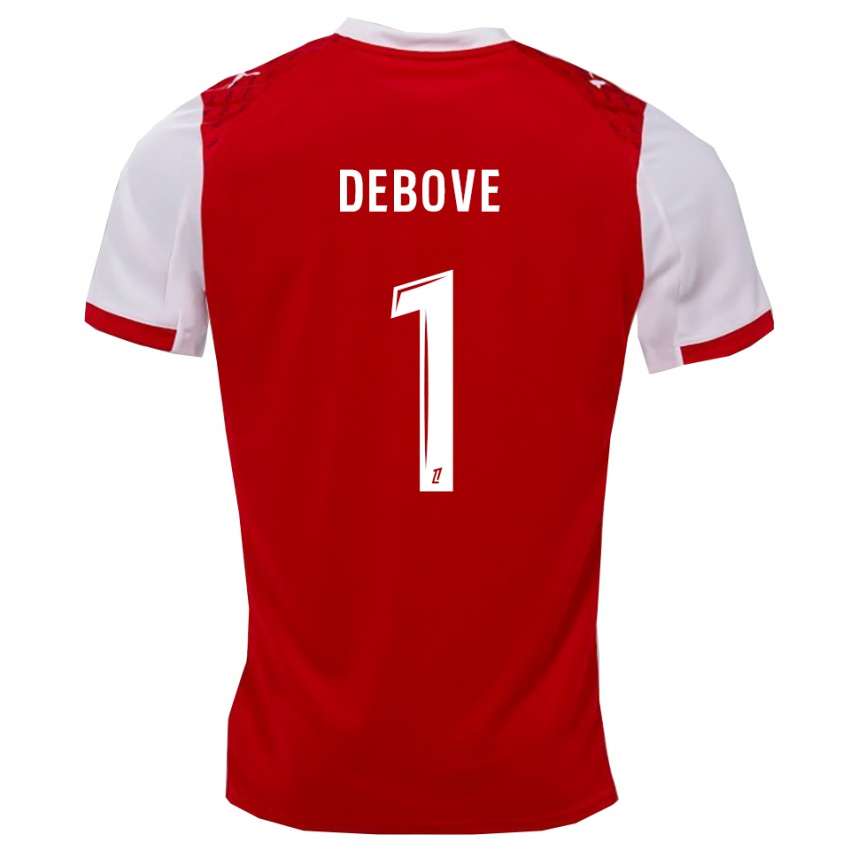 גברים Maxime Debove #1 אדום לבן ג'רזי ביתית 2025/26 חולצה קצרה