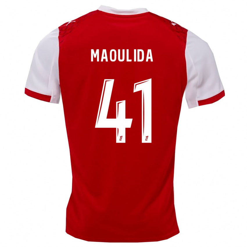 גברים Assimina Maoulida #41 אדום לבן ג'רזי ביתית 2025/26 חולצה קצרה