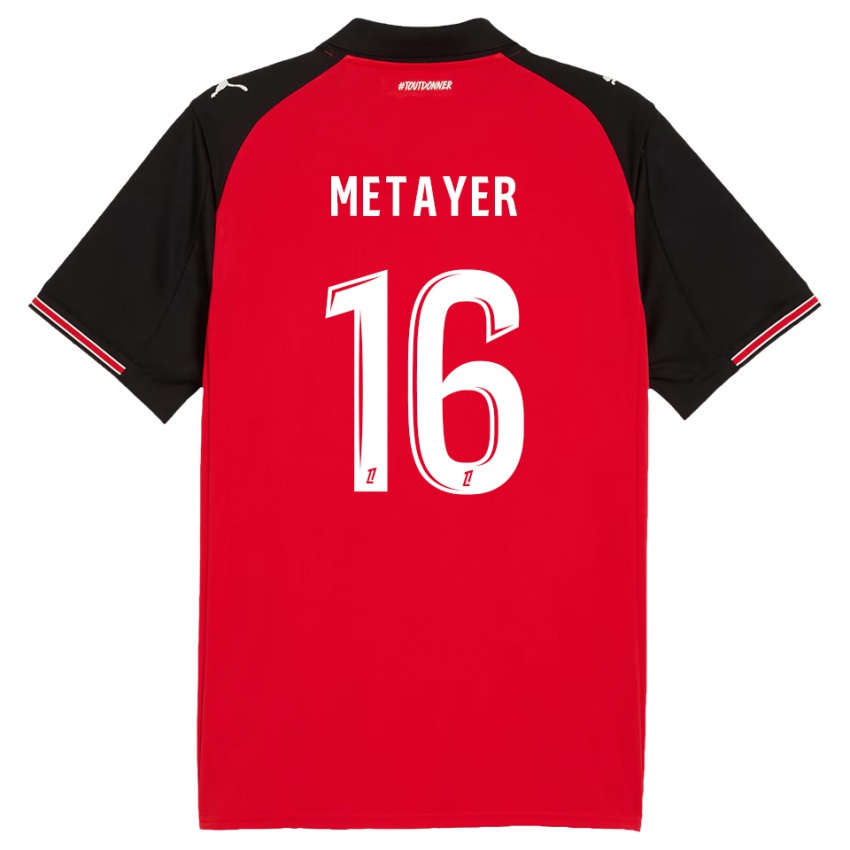גברים Maxence Metayer #16 אדום שחור ג'רזי ביתית 2025/26 חולצה קצרה