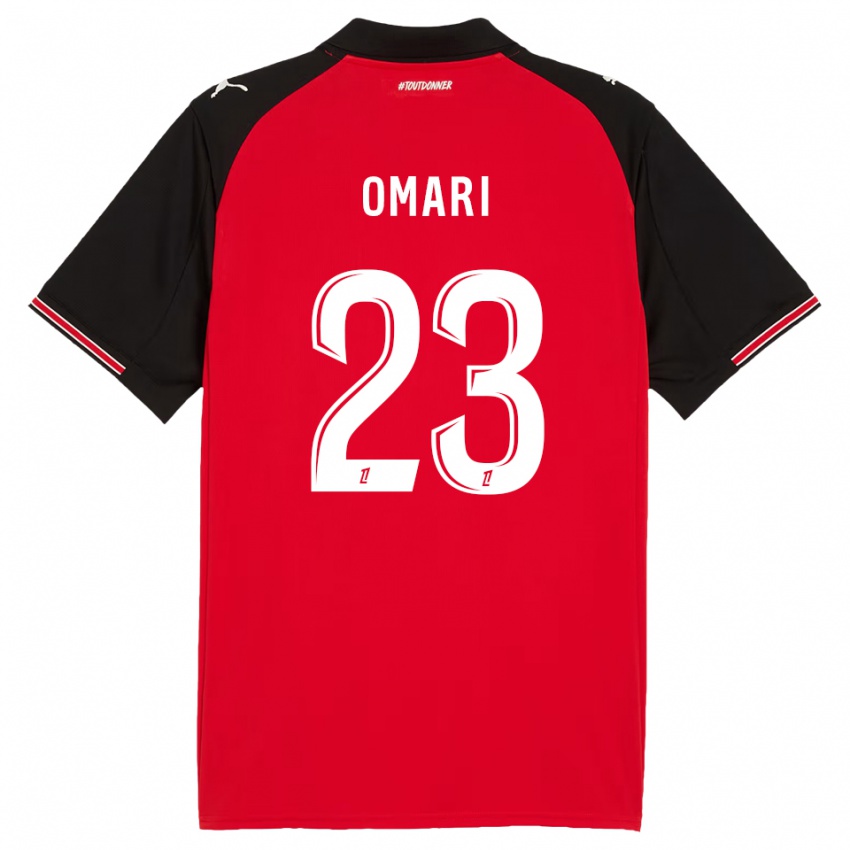 גברים Warmed Omari #23 אדום שחור ג'רזי ביתית 2025/26 חולצה קצרה