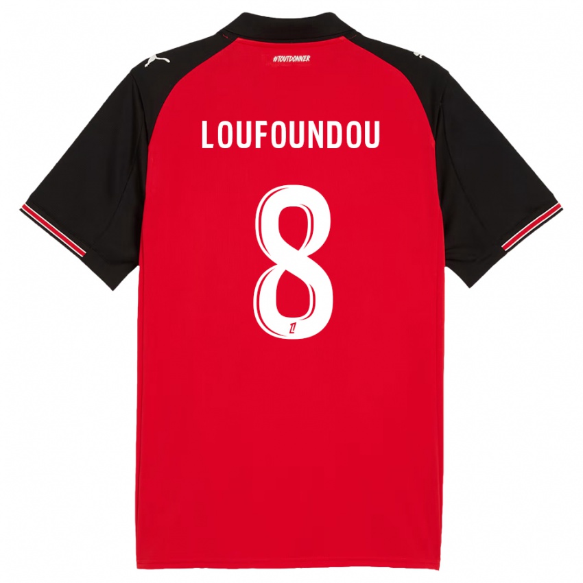 גברים Noah Loufoundou #8 אדום שחור ג'רזי ביתית 2025/26 חולצה קצרה
