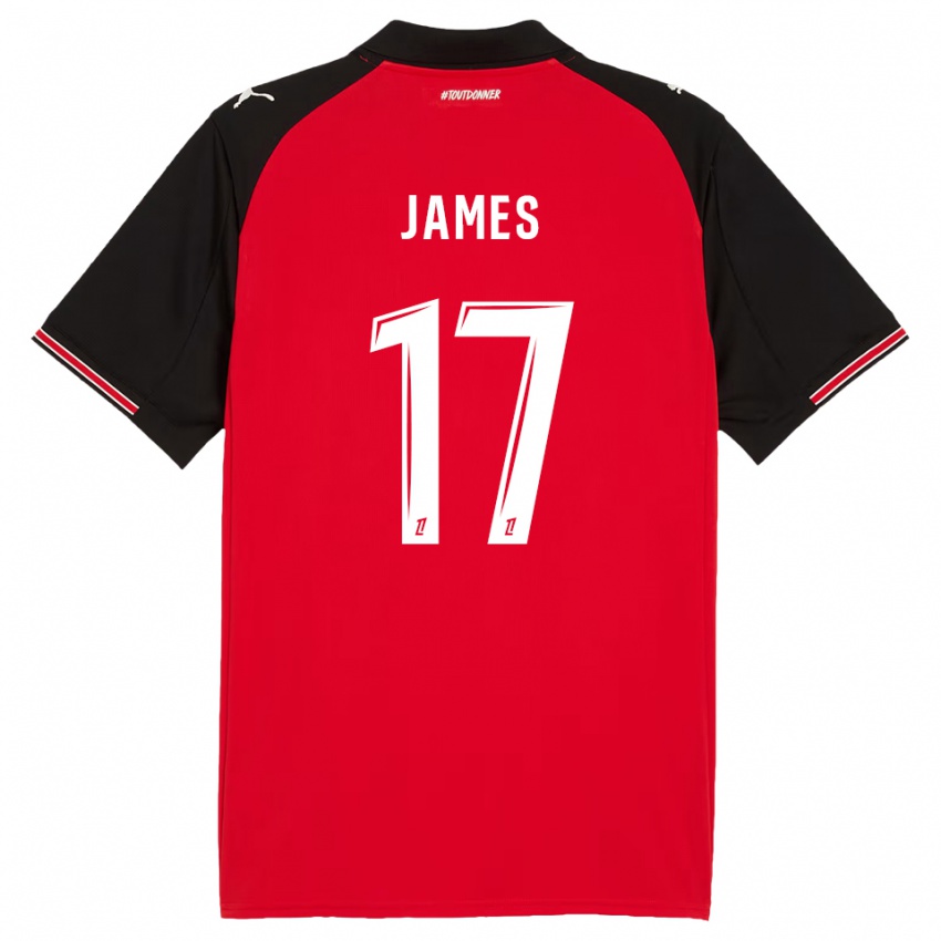גברים ג'ורדן ג'יימס #17 אדום שחור ג'רזי ביתית 2025/26 חולצה קצרה