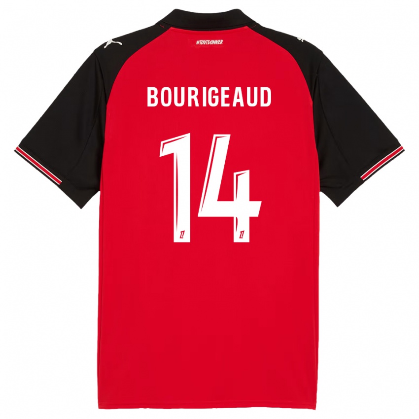 גברים Benjamin Bourigeaud #14 אדום שחור ג'רזי ביתית 2025/26 חולצה קצרה