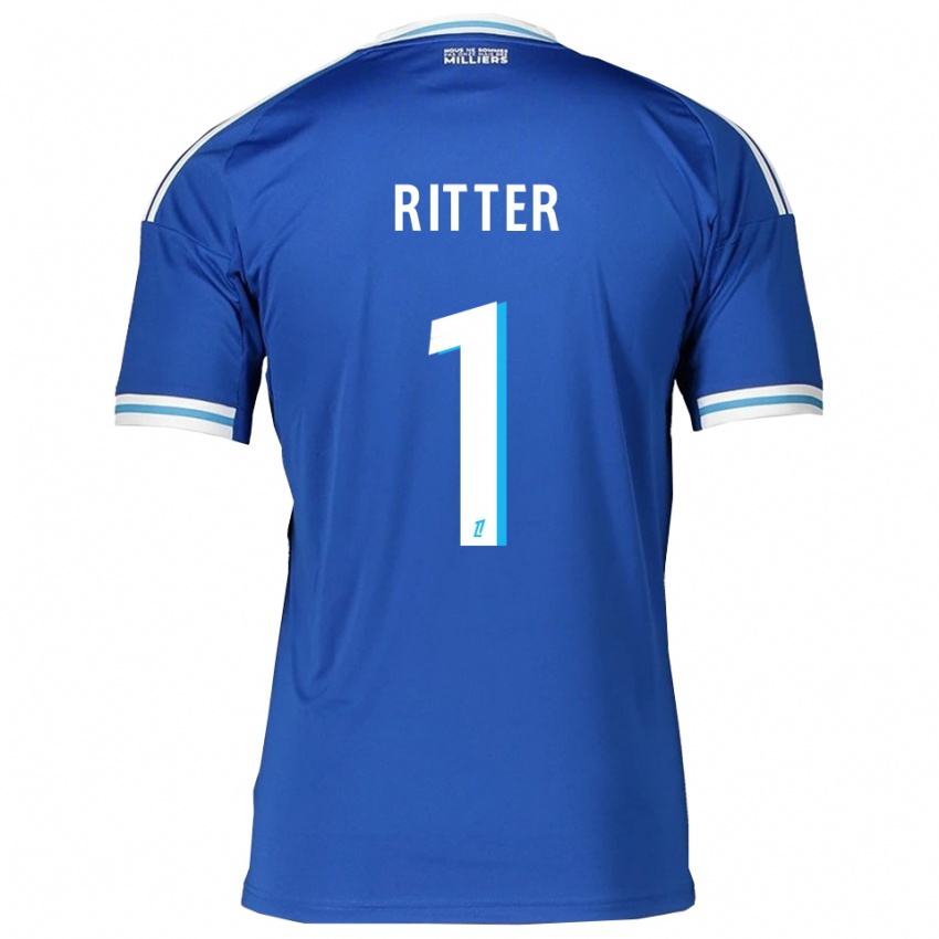 גברים Maxime Ritter #1 כחול לבן ג'רזי ביתית 2025/26 חולצה קצרה