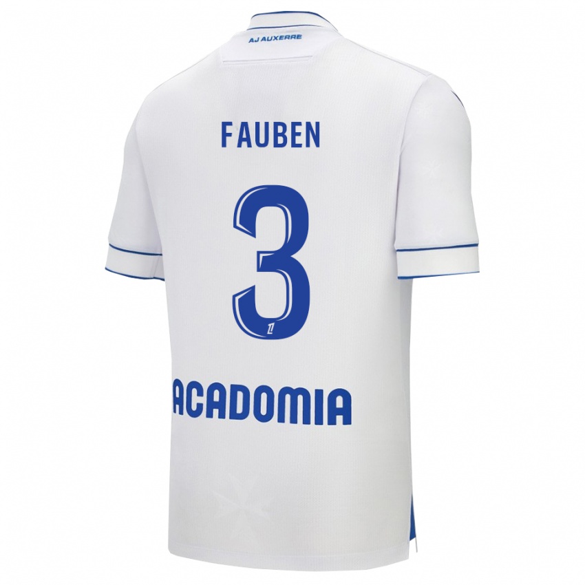 גברים Marc-Allan Fauben #3 לבן כחול ג'רזי ביתית 2025/26 חולצה קצרה