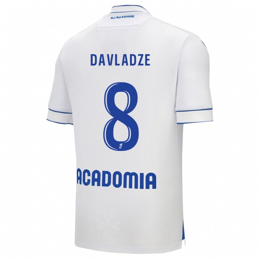 גברים Luca Davladze #8 לבן כחול ג'רזי ביתית 2025/26 חולצה קצרה