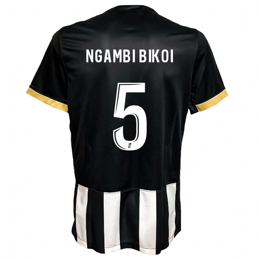גברים Christian Ngambi Bikoi #5 שחור לבן ג'רזי ביתית 2025/26 חולצה קצרה