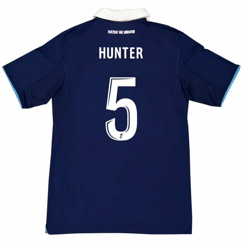 גברים Sarah Hunter #5 כחול כהה לבן ג'רזי ביתית 2025/26 חולצה קצרה