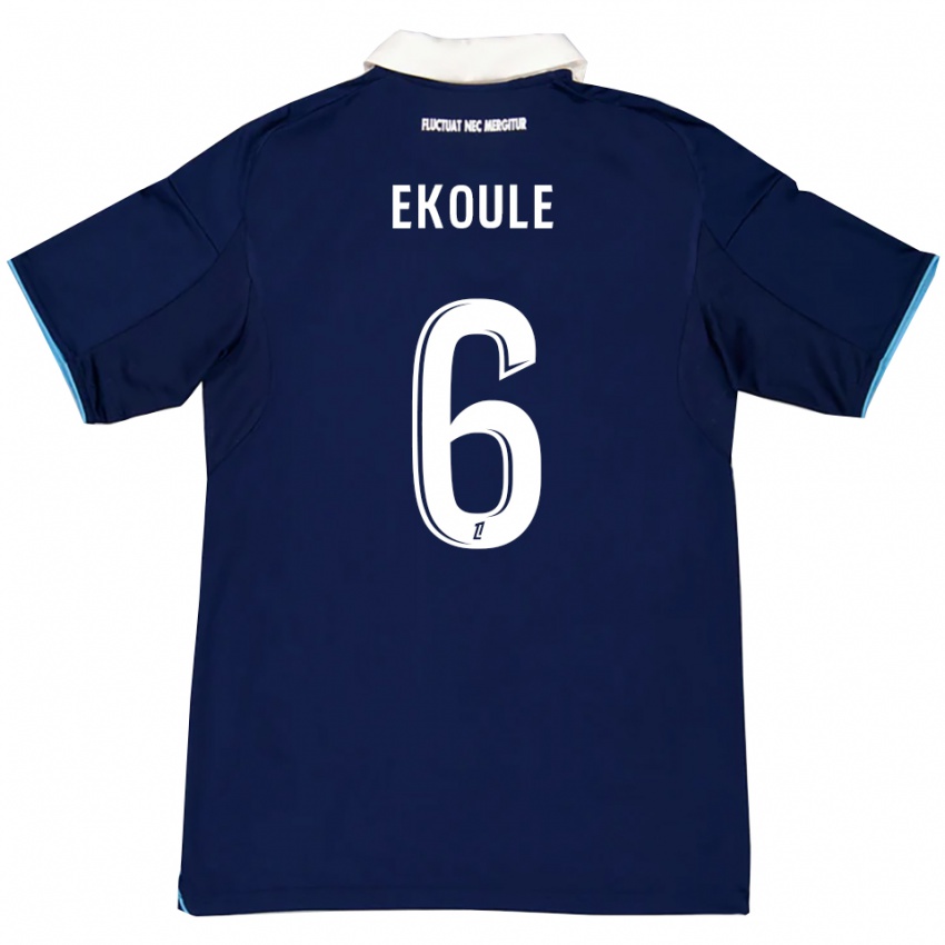 גברים Lionel Ekoule #6 כחול כהה לבן ג'רזי ביתית 2025/26 חולצה קצרה