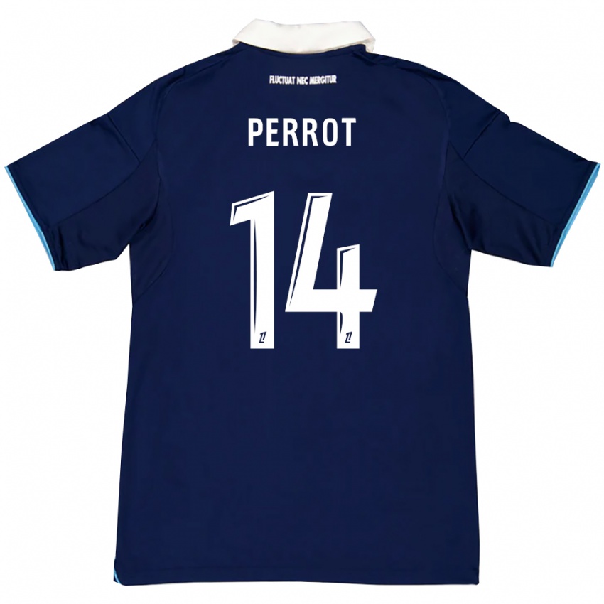 גברים Mattéo Perrot #14 כחול כהה לבן ג'רזי ביתית 2025/26 חולצה קצרה