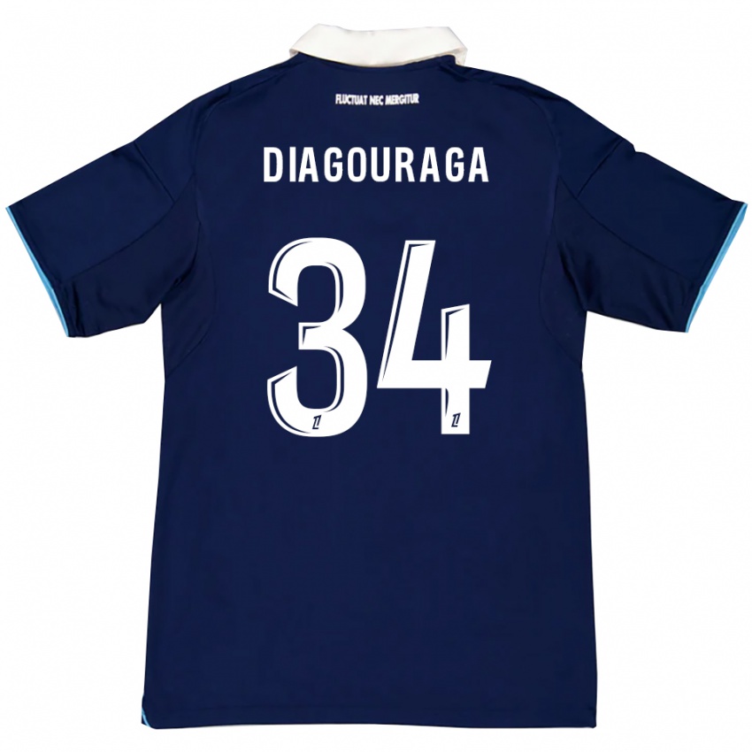 גברים Djibril Diagouraga #34 כחול כהה לבן ג'רזי ביתית 2025/26 חולצה קצרה