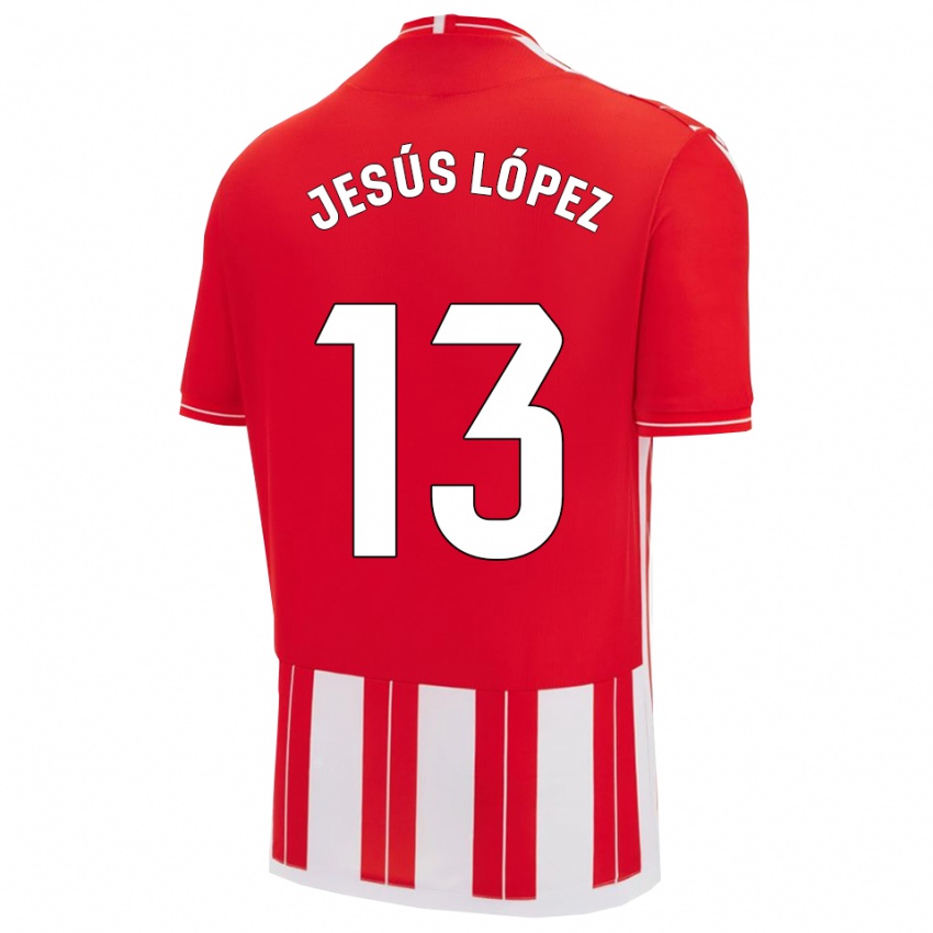 גברים Jesús López #13 אדום לבן ג'רזי ביתית 2025/26 חולצה קצרה