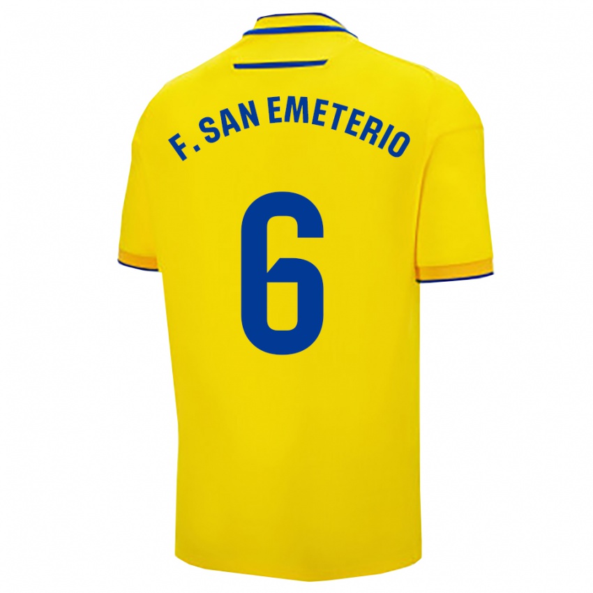 גברים פדריקו סן אמטריו #6 צהוב נייבי ג'רזי ביתית 2025/26 חולצה קצרה