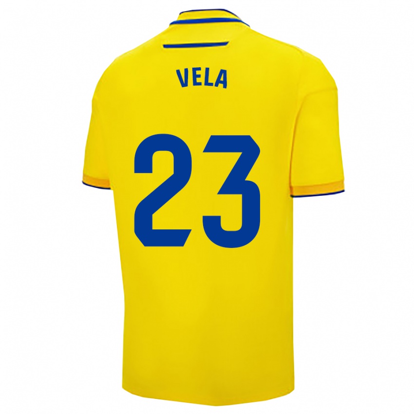 גברים Mario Vela #23 צהוב נייבי ג'רזי ביתית 2025/26 חולצה קצרה
