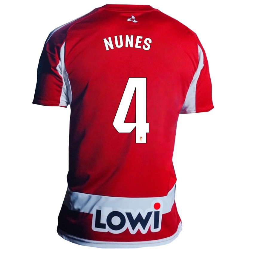 גברים David Nunes #4 אדום לבן ג'רזי ביתית 2025/26 חולצה קצרה