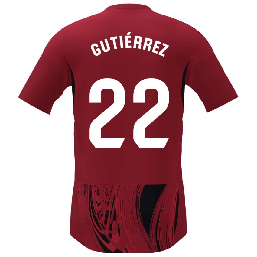 גברים Juan Gutiérrez #22 אדום שחור ג'רזי ביתית 2025/26 חולצה קצרה