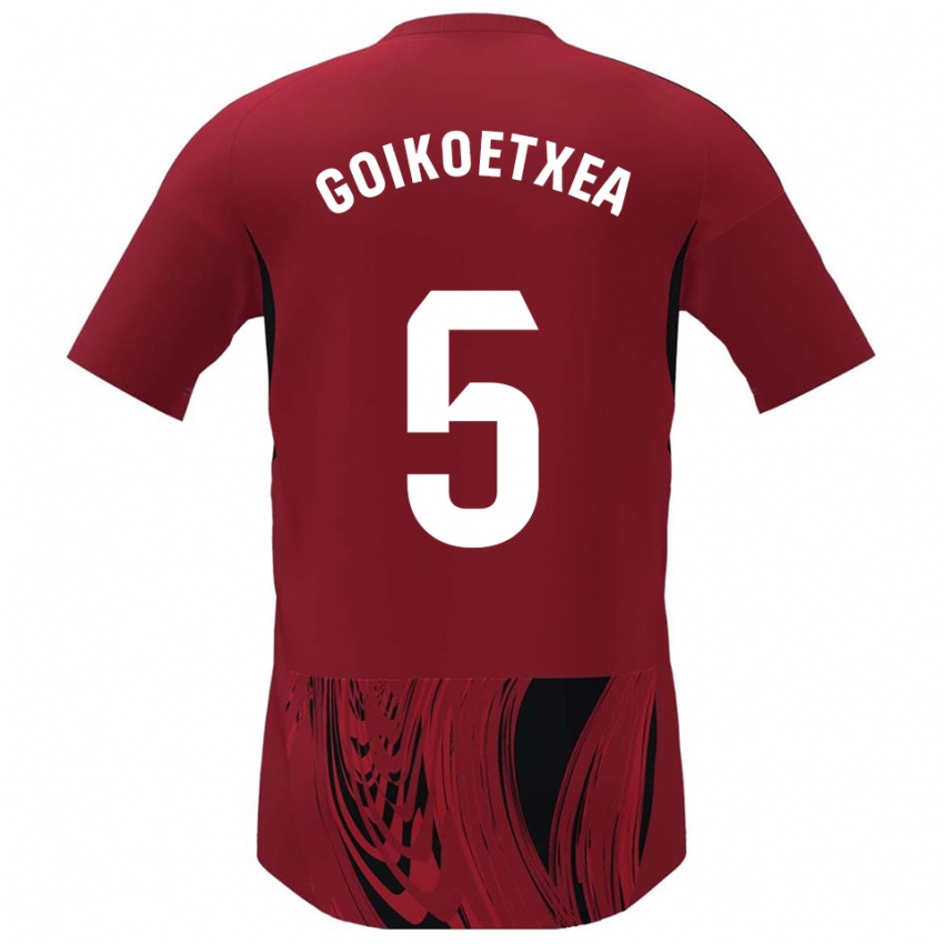 גברים Imanol Goikoetxea #5 אדום שחור ג'רזי ביתית 2025/26 חולצה קצרה