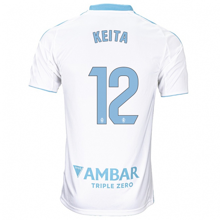 גברים לאסין קייטה #12 לבן תכלת ג'רזי ביתית 2025/26 חולצה קצרה