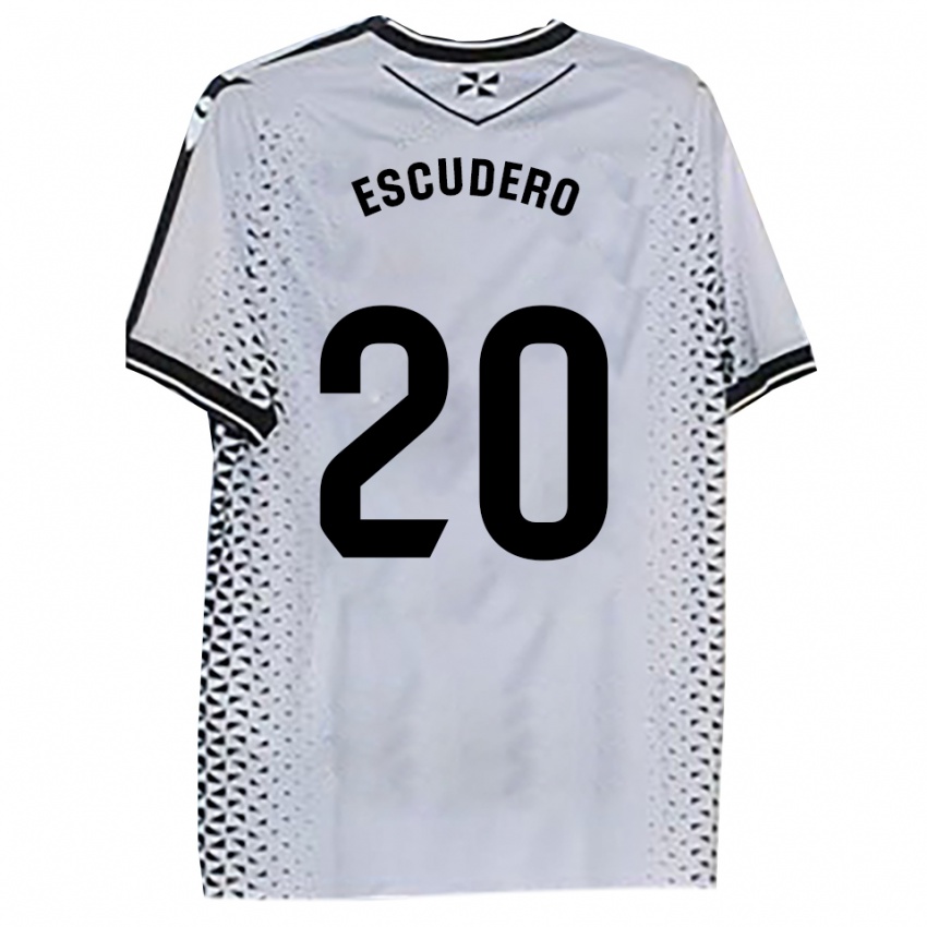 גברים אנדי אסקודרו #20 לבן שחור ג'רזי ביתית 2025/26 חולצה קצרה