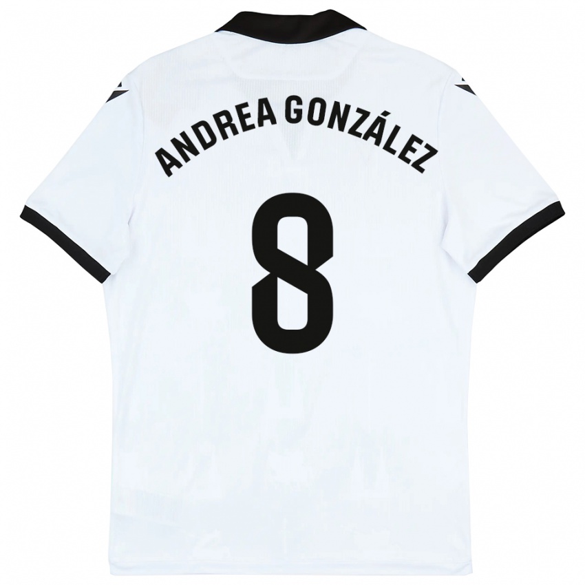 גברים אנדריאה גונזלס #8 לבן שחור ג'רזי ביתית 2025/26 חולצה קצרה
