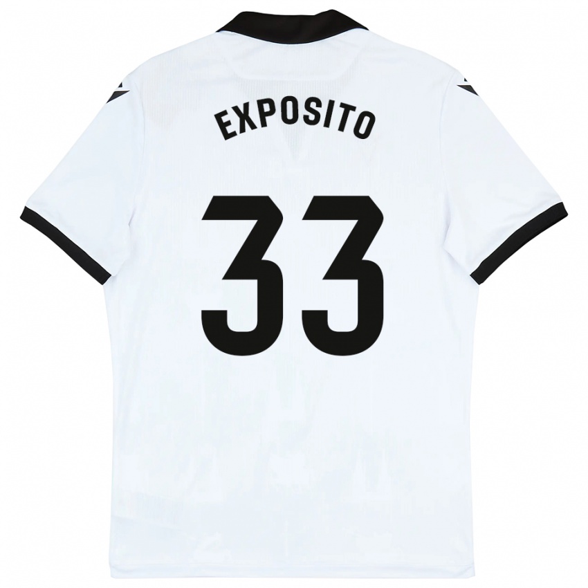 גברים Marcelo Exposito #33 לבן שחור ג'רזי ביתית 2025/26 חולצה קצרה