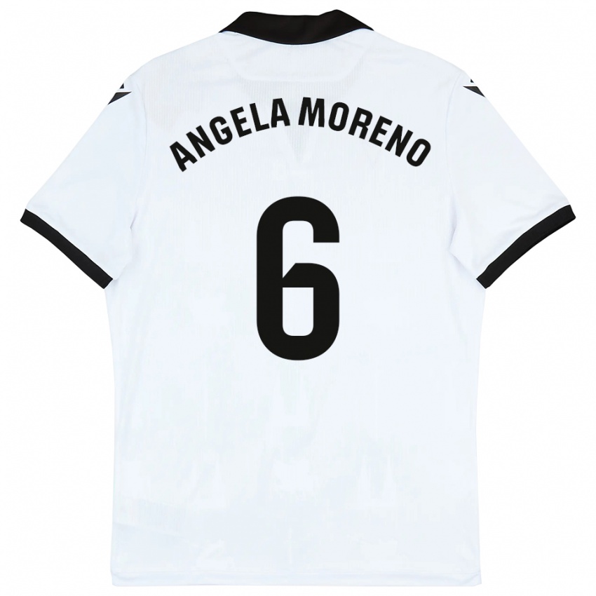 גברים Angela Moreno #6 לבן שחור ג'רזי ביתית 2025/26 חולצה קצרה