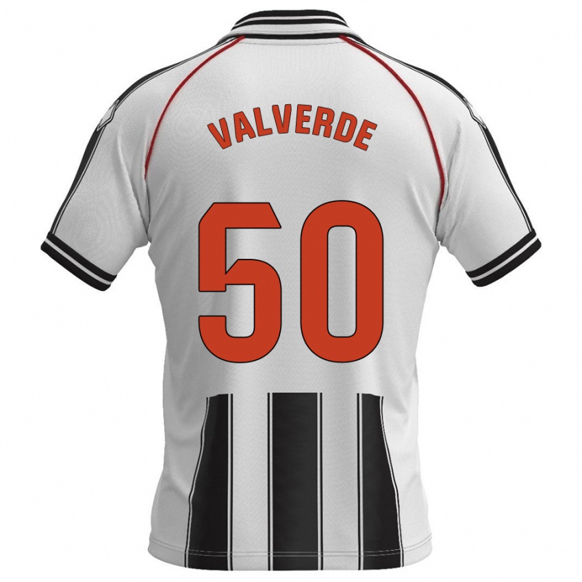 גברים Jorge Valverde #50 לבן שחור ג'רזי ביתית 2025/26 חולצה קצרה