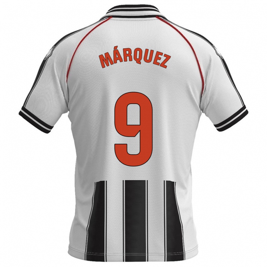 גברים Eddiel Márquez #9 לבן שחור ג'רזי ביתית 2025/26 חולצה קצרה