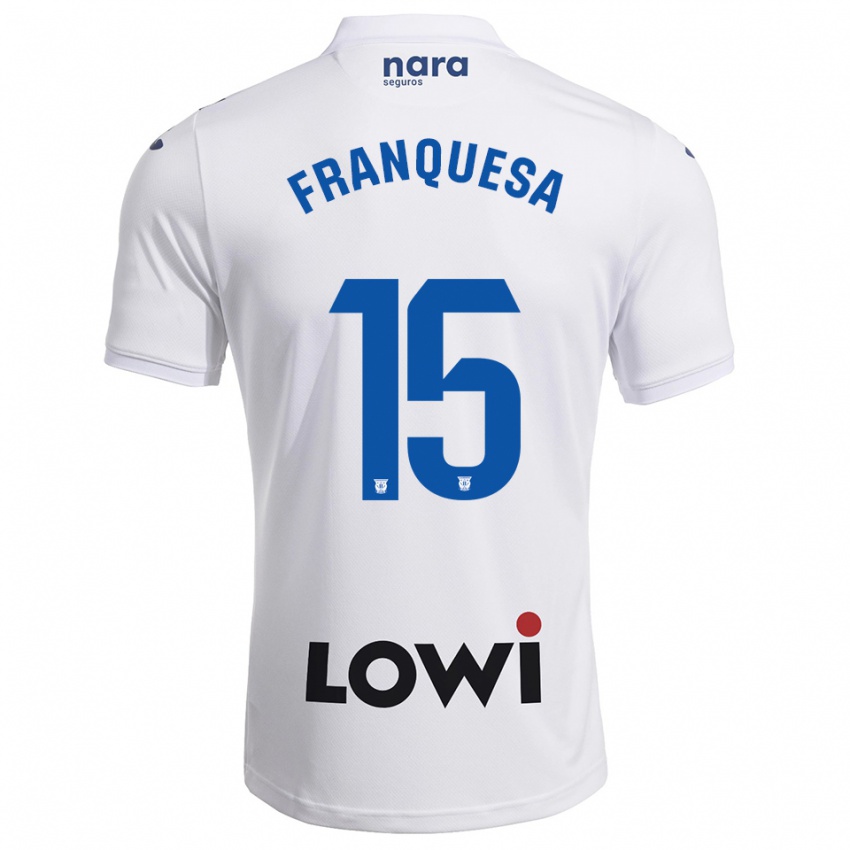גברים Enric Franquesa #15 לבן נייבי ג'רזי ביתית 2025/26 חולצה קצרה