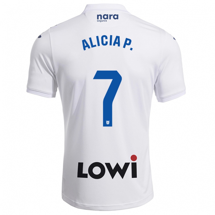 גברים Alicia Pérez #7 לבן נייבי ג'רזי ביתית 2025/26 חולצה קצרה