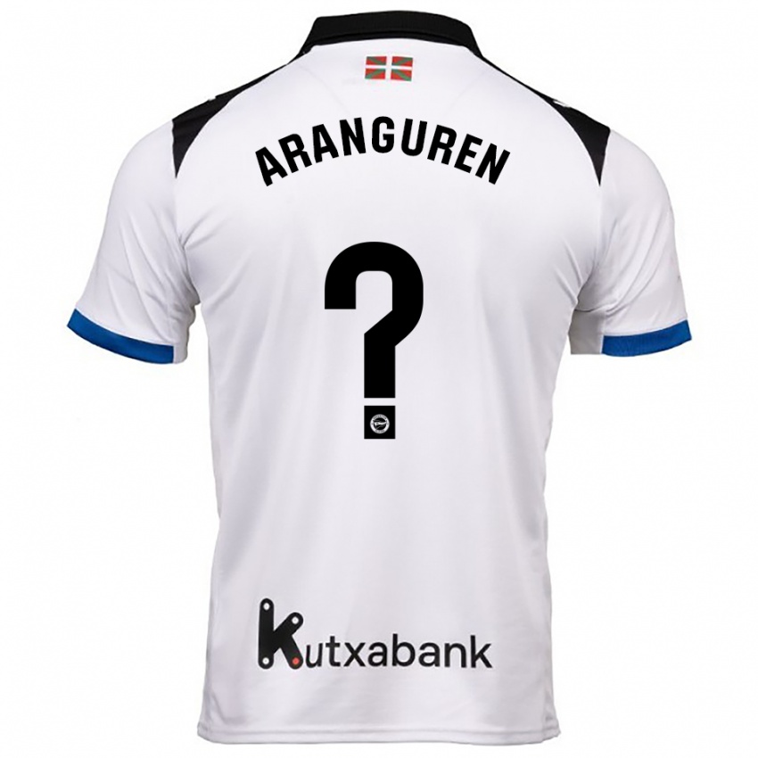 גברים Aitor Aranguren #0 לבן כחול הרחק ג'רזי 2025/26 חולצה קצרה