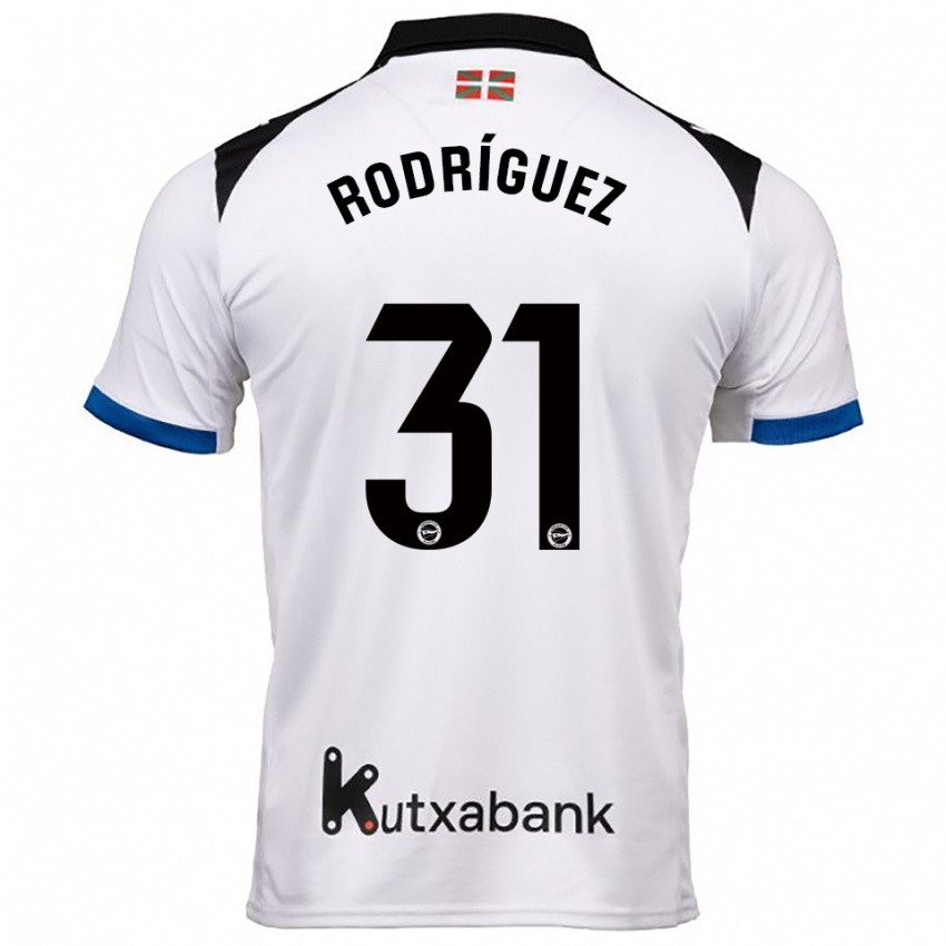 גברים Adrián Rodríguez #31 לבן כחול הרחק ג'רזי 2025/26 חולצה קצרה