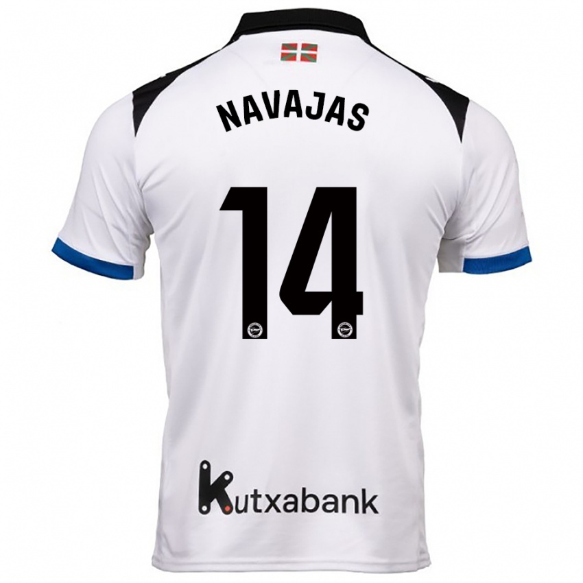 גברים Laura Navajas #14 לבן כחול הרחק ג'רזי 2025/26 חולצה קצרה