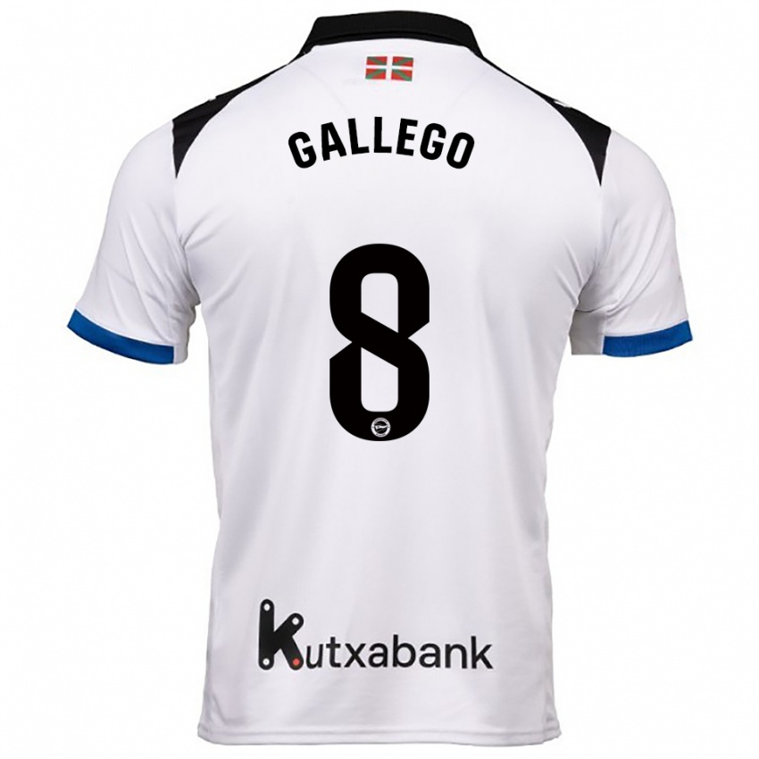 גברים Óscar Gallego #8 לבן כחול הרחק ג'רזי 2025/26 חולצה קצרה