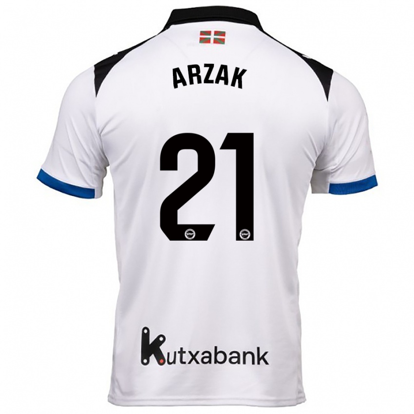 גברים Andoni Arzak #21 לבן כחול הרחק ג'רזי 2025/26 חולצה קצרה