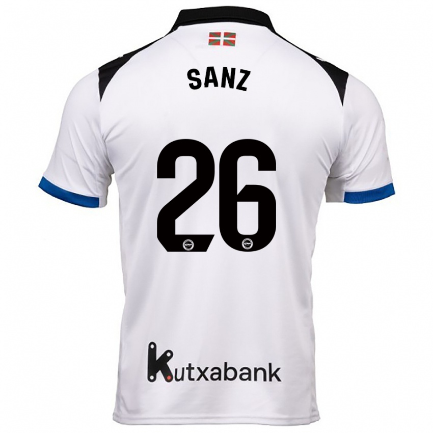 גברים Paco Sanz #26 לבן כחול הרחק ג'רזי 2025/26 חולצה קצרה