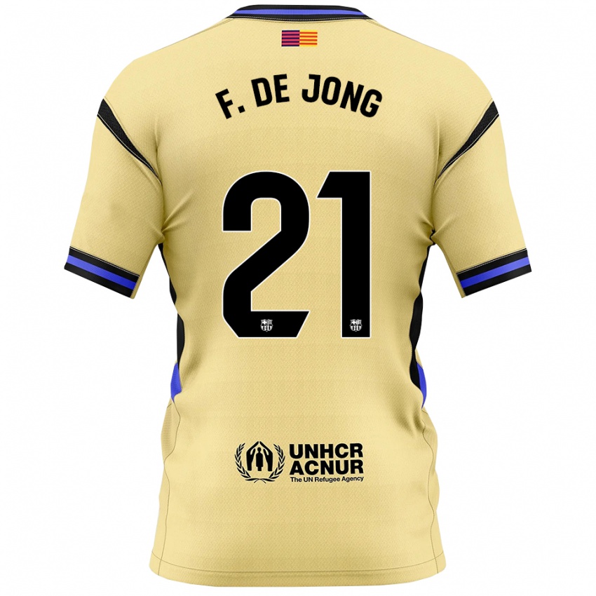 גברים פרנקי דה יונג #21 צהוב שחור הרחק ג'רזי 2025/26 חולצה קצרה